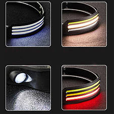 Ліхтар налобний BL-W689-LM+3COB (white+yellow+red), Motion Sensor, фото 3