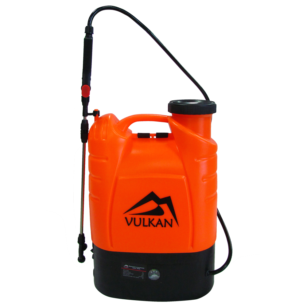 Оприскувач акум. VULKAN HY-16L 12В, 8Ач, об"єм бака 16л, телескоп. штанга 45-75см, фото 1
