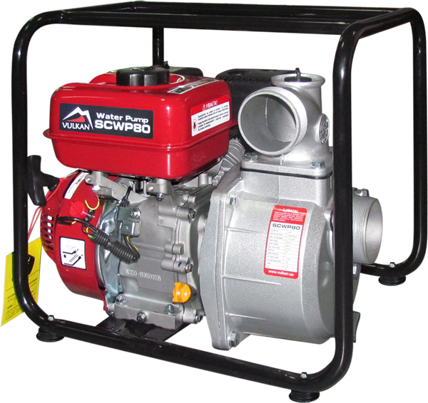 Мотопомпа бензинова Vulkan рукав 75мм, 55м3/год, підйом 30м, чиста вода, SCWP80, фото 1