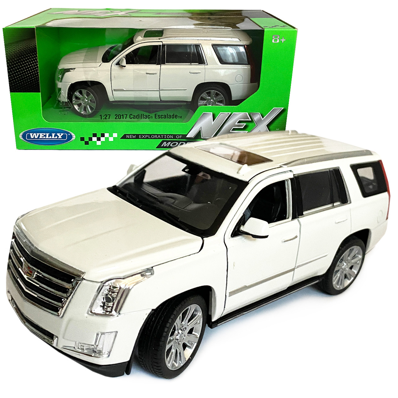 Игрушечная машинка металлическая 2017 Cadillac Escalade Кадилак Welly NEX, ,белый, инерция, открываются двери, - фото 1 - id-p1742691731