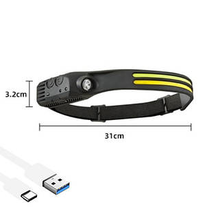 Ліхтар налобний BL-W689-LM+2COB (white+red), Motion Sensor, фото 3