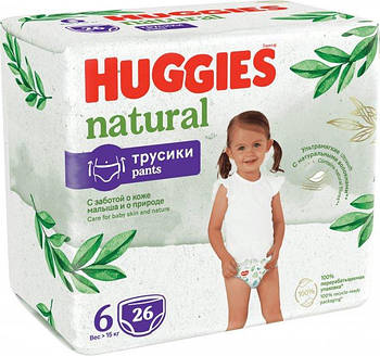 Трусики-підгузки Huggies Natural Pants Giga 6 15.25 кг 26 шт.