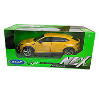 Іграшкова машинка металічна Lamborghini Urus (Ламборгіні Урус) Welly NEX, жовта, нерція, відкр двері, капот, 19*6,5*6,5см, 24094W, фото 6