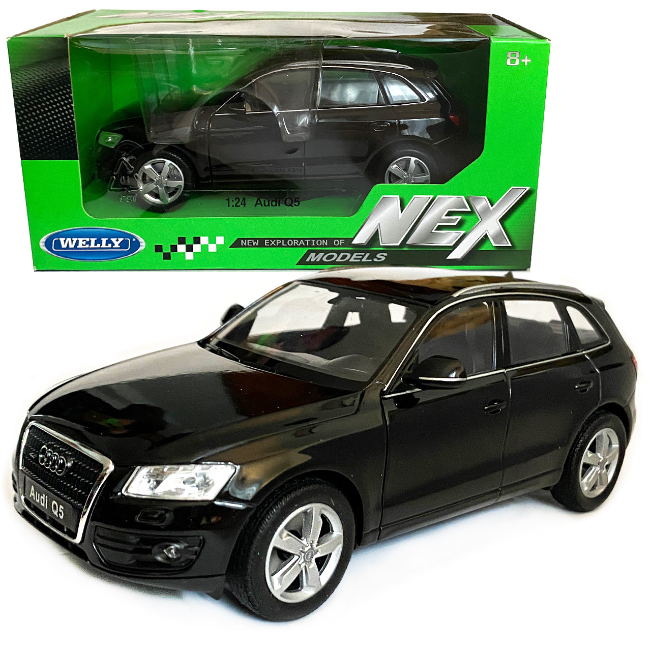 Іграшкова машинка металева Audi Q5 Welly NEX, чорна, нерція, відкр двері, капот, 20*7*9см, 22518W