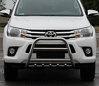 Кенгурятник QT008 нерж  на Toyota Hilux 2015-