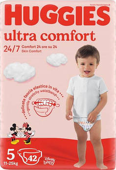 Підгузники дитячі Huggies Ultra Comfort для хлопчиків 5 (12-22 кг) Mega Box 42 шт