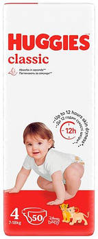 Підгузки дитячі Huggies Classic 4 (7-18 кг) Jumbo Pack 50 шт