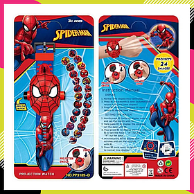 Годинник проектор дитячий наручний Spiderman яскравий годинник з 3d проектором Людина павук червоно-синій