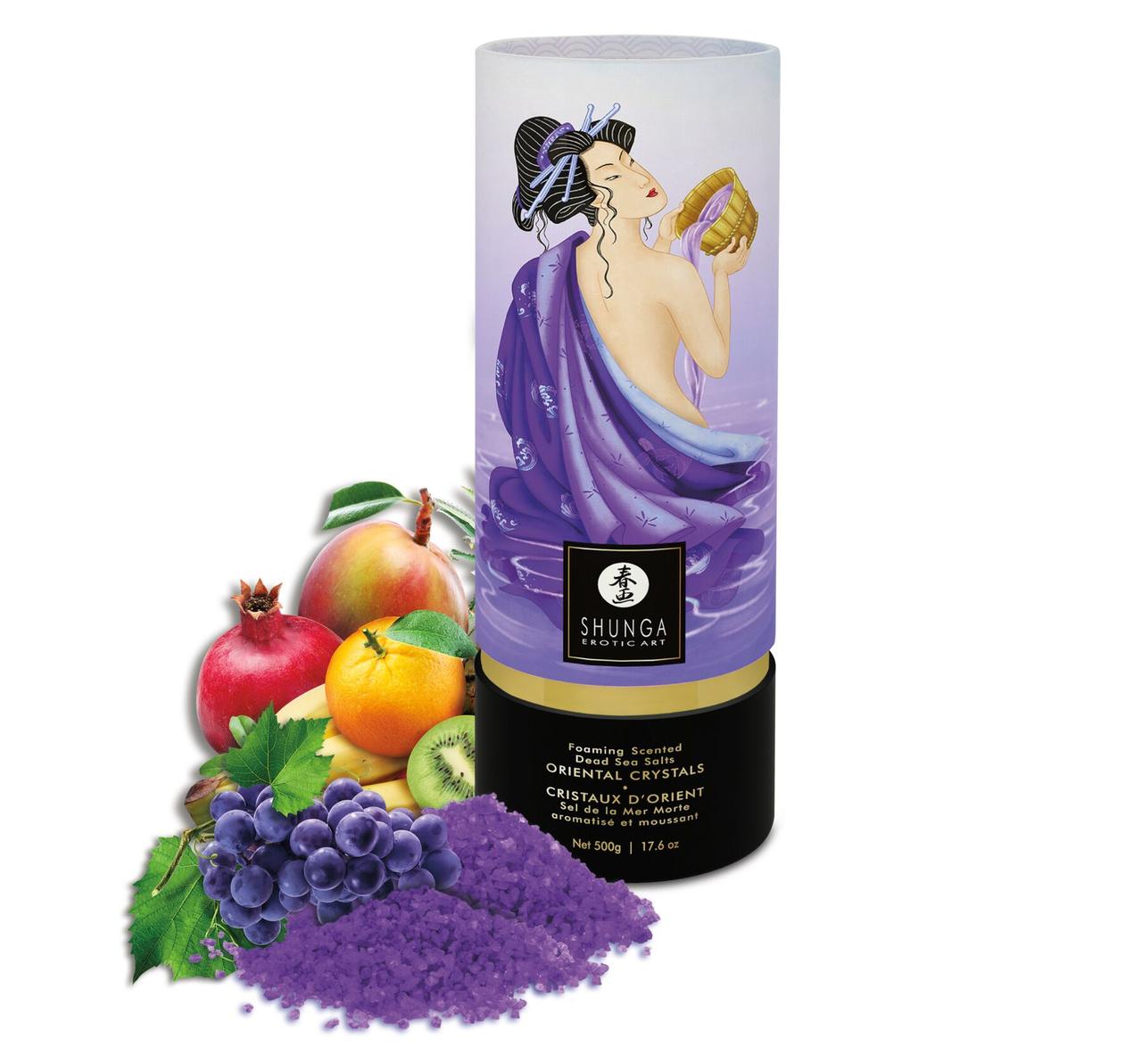 Сіль для ванни, що піниться Shunga Dead Sea salt Oriental Crystals — Exotic Fruits, сіль Мертвого моря, 500 г.