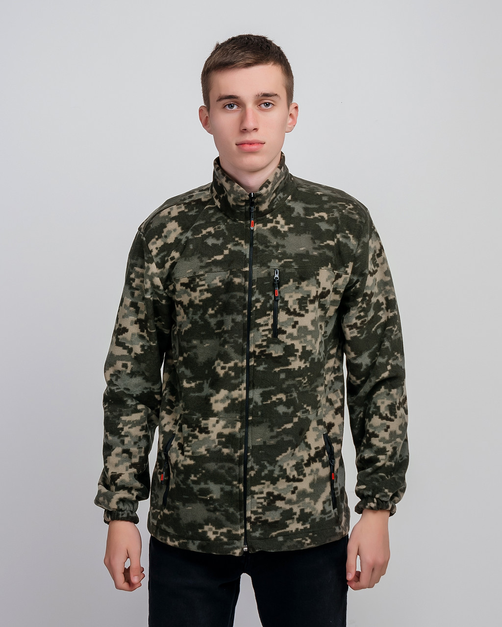 Чоловіча флісова кофта на замку, принт камуфляж. Розміри: S,M,L,XL,XXL.