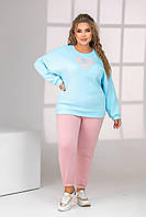 Женский розово-голубой спортивный костюм из кофты и штанов