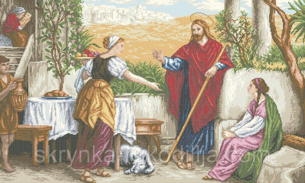 ЧВ-9011 Ісус, Марта і Марія Схема на тканині для вишивання повна зашивка