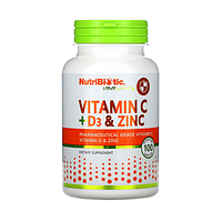 NutriBiotic Immunity вітаміни C + D3 та цинк 100 капсул