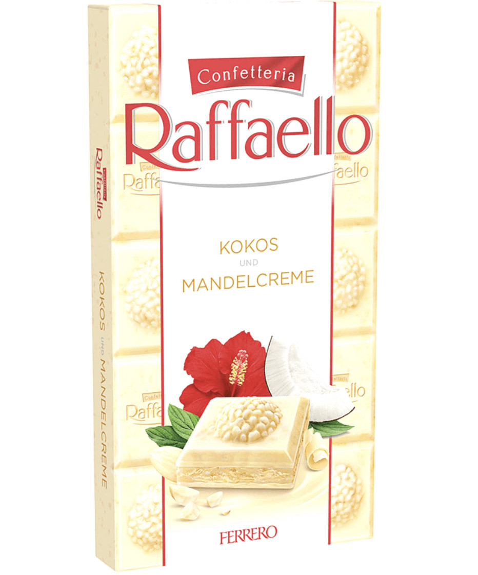 Шоколад білий Raffaello Coconut&Almond з мигдально-кокосовою начинкою, 90г