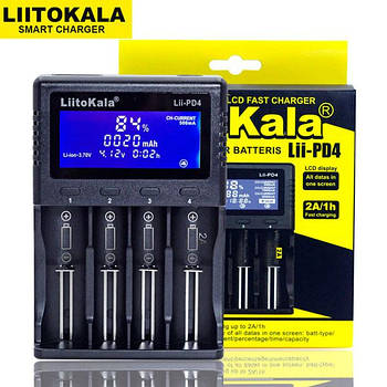 LiitoKala Lii-PD4 універсальний зарядний пристрій для АА, ААА,18650, 26650, 21700 Li-Ion, LiFePO4, NiCd/NiMH