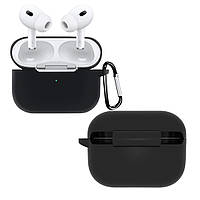 Силіконовий чохол для навушників Apple Airpods Pro 2 | чохол + карабін | чорний