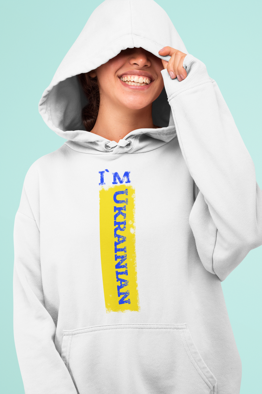 Худі з якісним принтом I`M UKRAINIAN на флісі