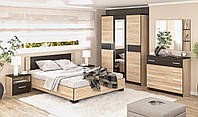Кровать Мебель Сервис Вероника 160х200 с ламелями + 2 тумбочки Дуб април + Венге темный (203.6х166.4х85.2 см)