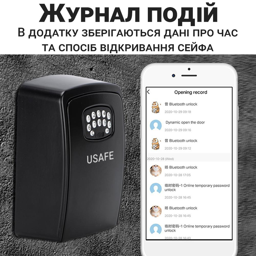 Электронный мини сейф для ключей uSafe KS-10 Bluetooth Черный: 3 200 ...