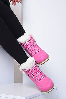 Черевики жіночі зимові рожевого кольору на шнурівці                                                  153854M