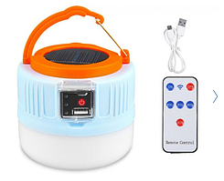 Ліхтар на акумуляторі лампа з пультом на сонячній батареї повербанк 2400 мАч