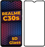 5D стекло Realme C30s (Защитное Full Glue) Black (Реалми Ц30с)