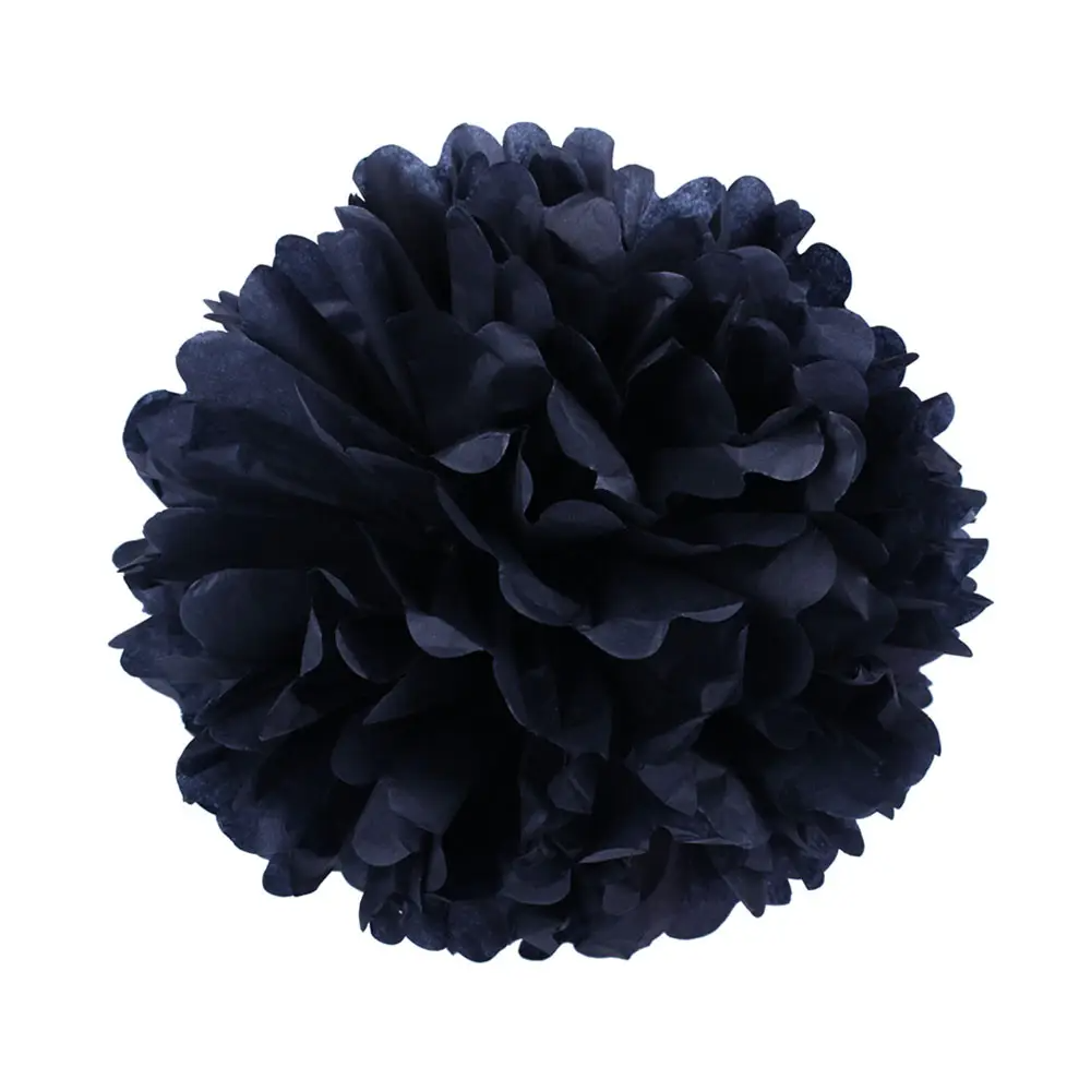 Декор паперові помпони тіш'ю 15см Чорний | Halloween