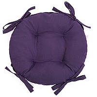 Подушка круглая на стул, кресло, табурет 30х8 фиолетовая с завязками