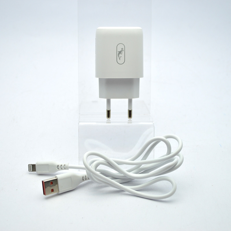 Зарядний пристрій SkyDolphin SC22EBL 2USB 2.1A з кабелем Lightning White/Білий, фото 2