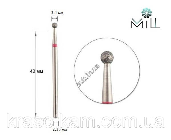 Насадка алмазна Куля 3.1 мм червона Mill, фото 1