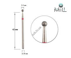 Насадка алмазна Куля 3.1 мм червона Mill