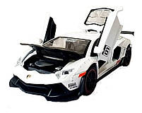 Іграшкова машинка металічна Lamborghini Aventador (Ламборгіні авентадор) "АвтоЕксперт", біла, світло, звук, інерція, відкр двері,, фото 6