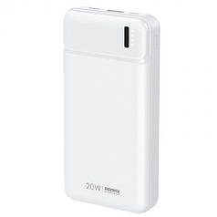 Портативний зарядний пристрій УМБ повербанк Remax Pure Series 20Вт + 18Вт PD+QC 20000MAH WHITE RPP-288 W