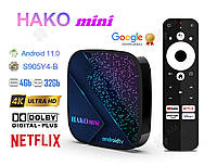 Медиаплеер HAKO Pro 4/32Gb Amlogic S905Y4 AndroidTV 11 смарт тв приставка mini