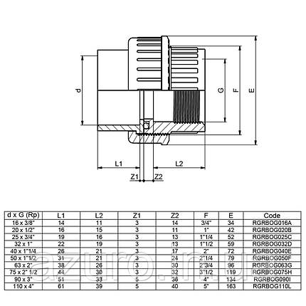 Муфта ПВХ Effast RGRBOG110L розбірна з внутрішньою різьбою, d110x4", фото 2