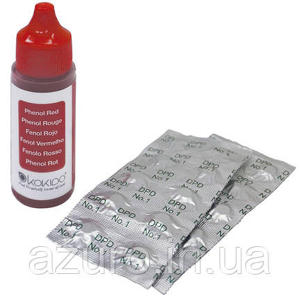 Таблетки + Краплі Kokido K101CBX24 для тестера K029BU (20cc Phenol + 20pcs DPD) двокомпонентний, фото 1