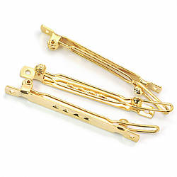 Основа для шпильки автомат прямокутна з двома отворами 50х5 мм Золото 10 шт.