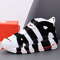 Кроссовки женские и мужские Nike Air More Uptempo white black / Найк аир мор Аптемпо белые c черным