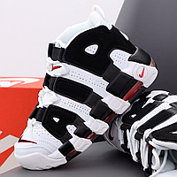 Кроссовки мужские и женские Nike Air More Uptempo white black / Найк аир мор Аптемпо белые c черным