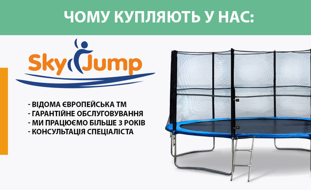 Батут SkyJump 8 ft., 252 см с защитной сеткой и лестницой - фото 6 - id-p548430734