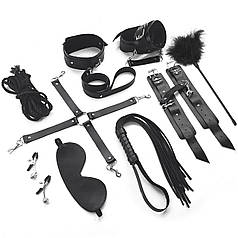 Набір Art of Sex — BDSM Set Leather, 10 предметів, натуральна шкіра, Чорний | Knopka