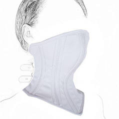 Leather Neck Corset Collar Kinky Restraint Muzzle Mask Lockin white