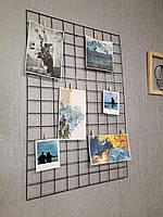 Мудборд на стіну Органайзер на стіну з прищіпками 12шт для нотаток та фотографій Дошка настрою 70х45см Чорний