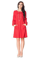 Красивое женское платье с вышивкой Красный, XL