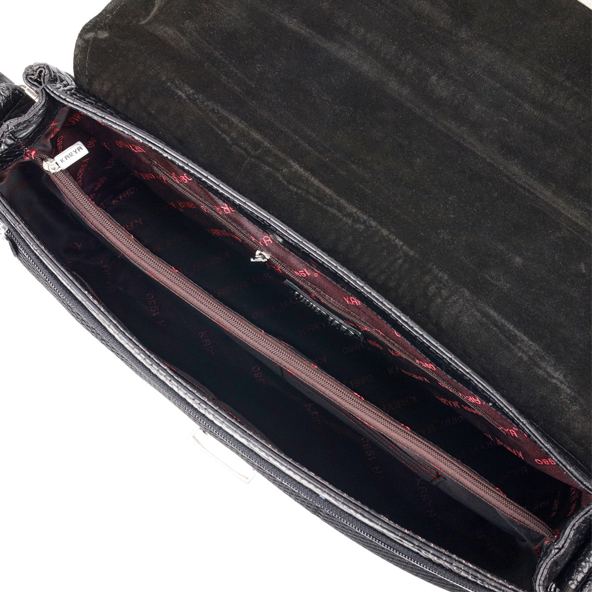 Вместительный мужской портфель KARYA 20939 кожаный Черный - фото 4 - id-p1742994903