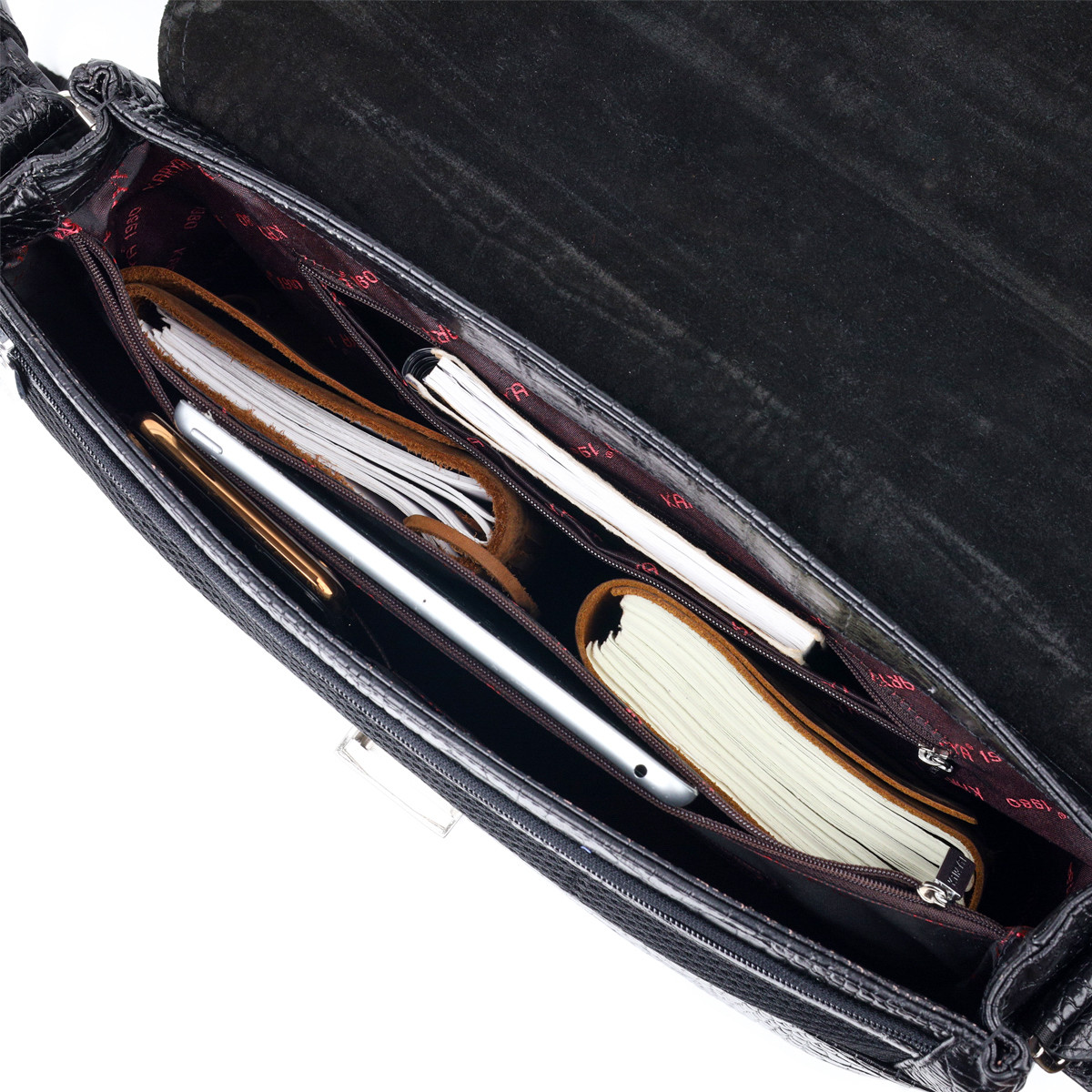 Вместительный мужской портфель KARYA 20939 кожаный Черный - фото 5 - id-p1742994903