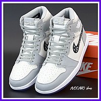 Кроссовки мужские и женские Nike Jordan Retro 1 gray / Найк аир Джордан Ретро 1 белые серые