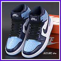 Кроссовки женские Nike air Jordan Retro 1 blue white / Найк аир Джордан Ретро 1 белые синие