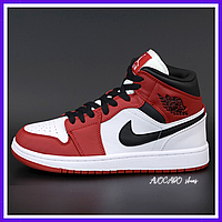 Кроссовки женские и мужские Nike air Jordan Retro 1 white red / Найк аир Джордан Ретро 1 красные белые