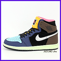 Кроссовки женские и мужские Nike air Jordan Retro 1 blue black / Найк аир Джордан Ретро 1 синие черные